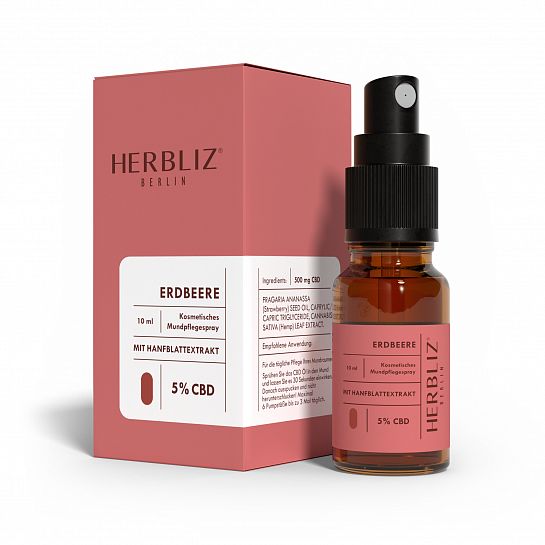 Strawberry CBD Oil 5% and 10% - high quality ingredients in an elegant packaging