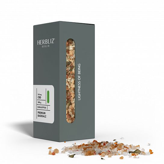 Eucalyptus CBD Bath Salts - high quality ingredients in an elegant packaging